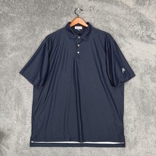 Peter Millar Summer Comfort Polo Shirt Men XL Blue Dots Golf Performance Stretch