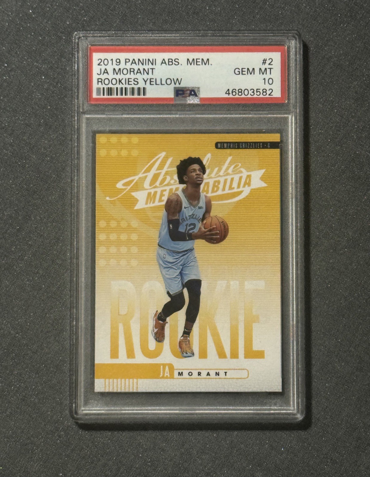 JA MORANT RC 2019 Panini Absolute Memorabilia ROOKIES YELLOW 💎 PSA 10 💎 GEM MT