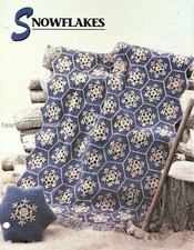 Snowflakes Annie's Attic Afghan  Pillow Crochet Pattern Leaflet