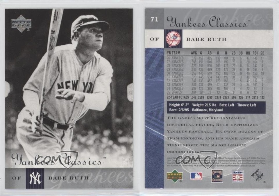2004 Upper Deck Yankees Classics Babe Ruth #71 HOF 0w8 | eBay