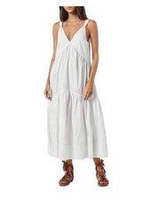 JOIE Womens Ivory Ruffled Sleeveless V Neck Tea-Length Shift Dress XXS