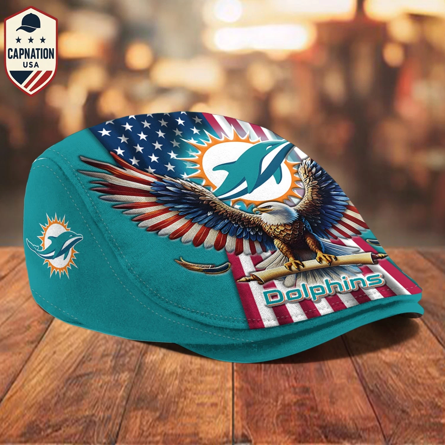 Miami-Dolphins Jeff Cap Newsboy Cap Driving Cap Flat Cap Golf Cap For Men