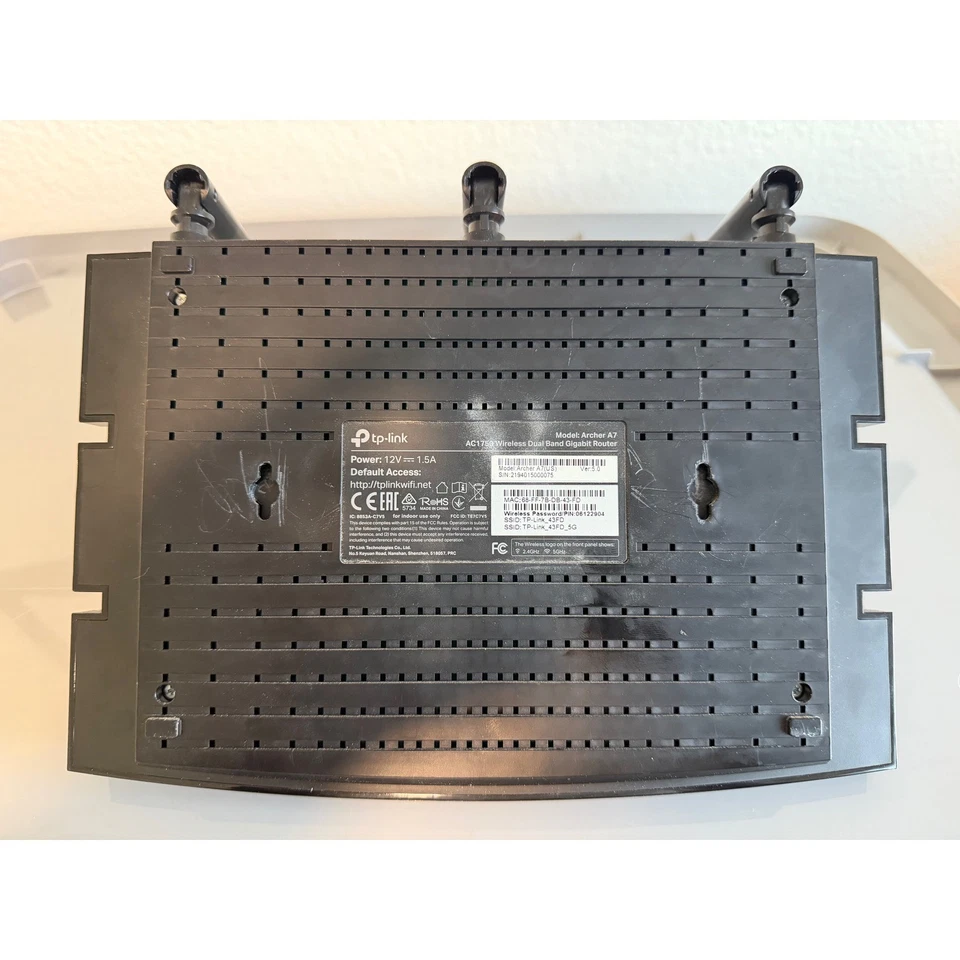 Router WiFi inalámbrico Gigabit doble banda TP-Link Archer A7 AC1750 negro Foto 3 de 3