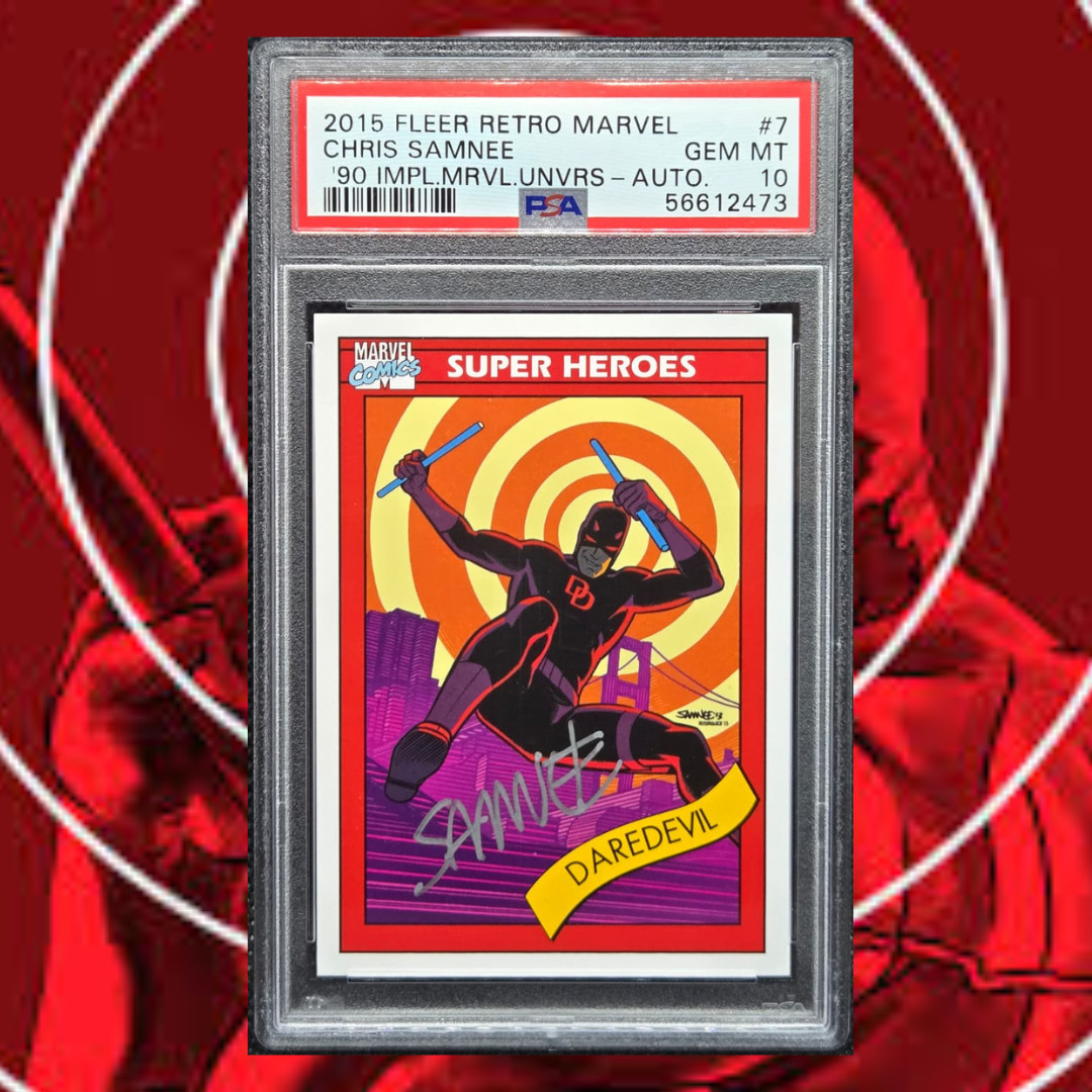 (Pop 1!) PSA 10 Daredevil Chris Samnee Auto 2015 Marvel Fleer Retro ‘90 Impel