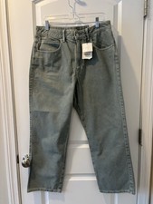 Zara Women's Jeans High Rise Straight Leg Ankle Rigid Green Denim Sz US 12 NWT