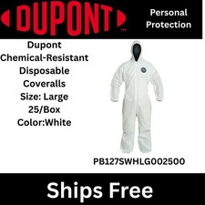 DuPont ProShield 10 Chemical Resistant Coveralls Large 25/BX PB127SWHLG002500