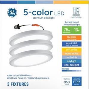 NIB~~ GE White 5" or 6" 950-Lumen Switchable Dimmable LED Canned Recessed