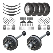 Tandem 7K Electric Brake Trailer Axle Kit w/ Wheels & Tires – 14,000 lb Capacity