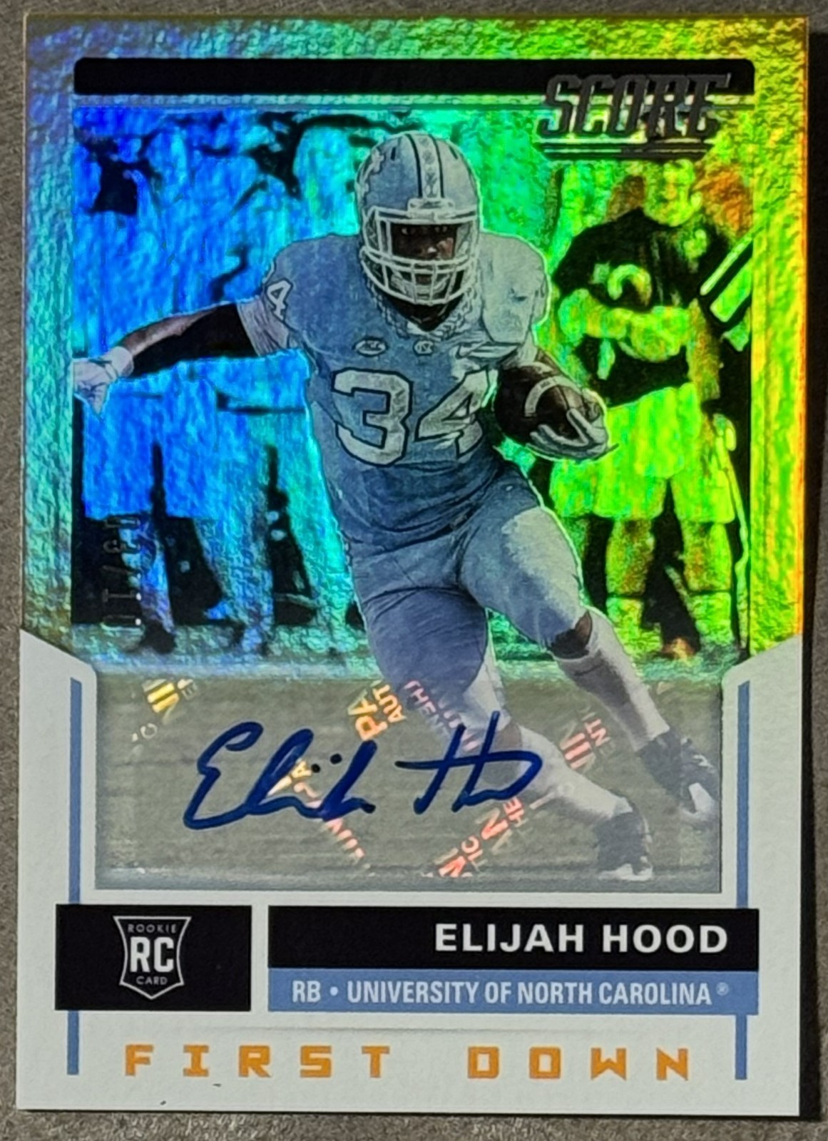 Elijah Hood Panini Score #426 Signature-First Down