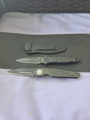 Smith & Wesson HRT Black Boot Knife w/ Sheath & Harley-Davidson Pre Owned #H