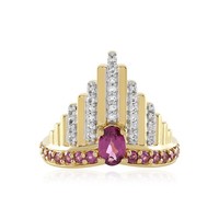 Cavill Ring 1,215Ct Rhodolith Vergoldet 925 Silber Oval Damen Schmuck