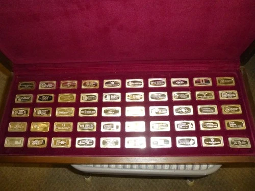 1970 FRANKLIN MINT PROOF STERLING SILVER INGOTS, BANKMARKED OF 50 STATES
