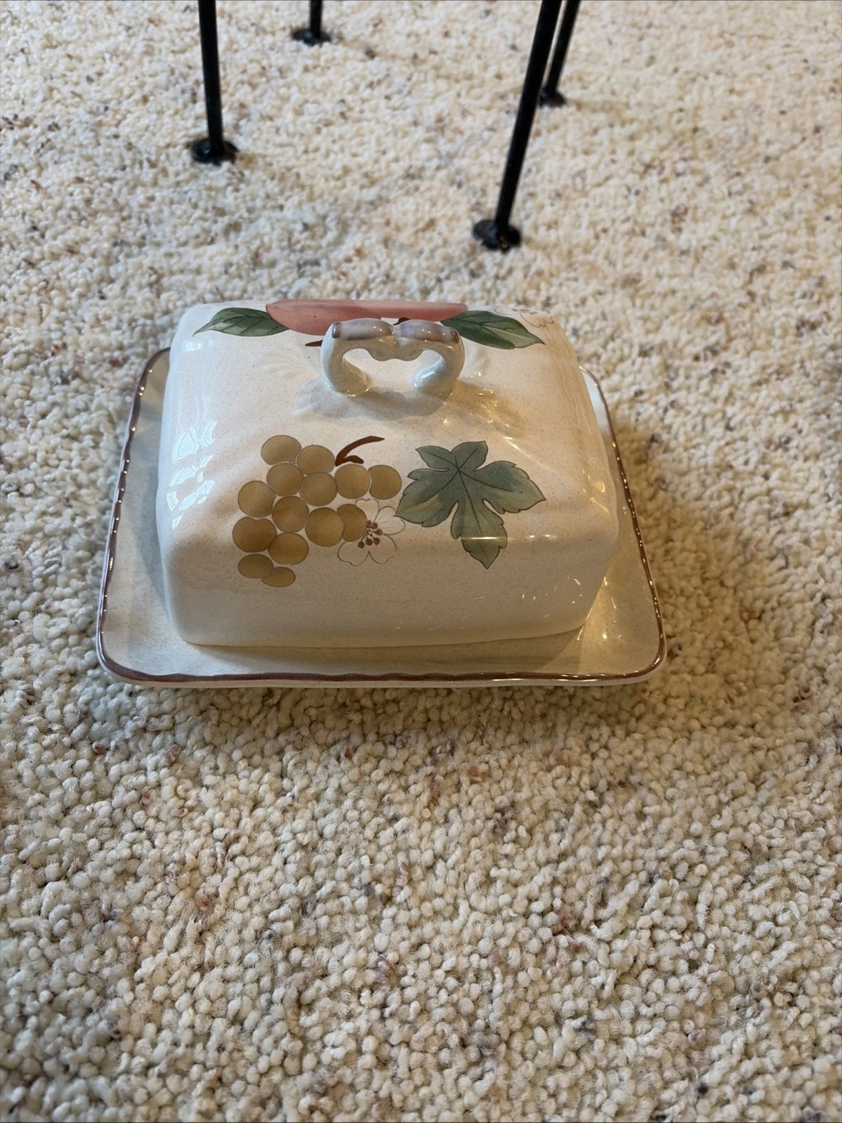 Vintage Mikasa Country Classics Fruit Panorama Covered Butter Cheese Dish DC014