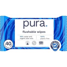 Flushable Adult Wet Wipes Unscented 40 Count Personal Cleansing Wipes with Aloe