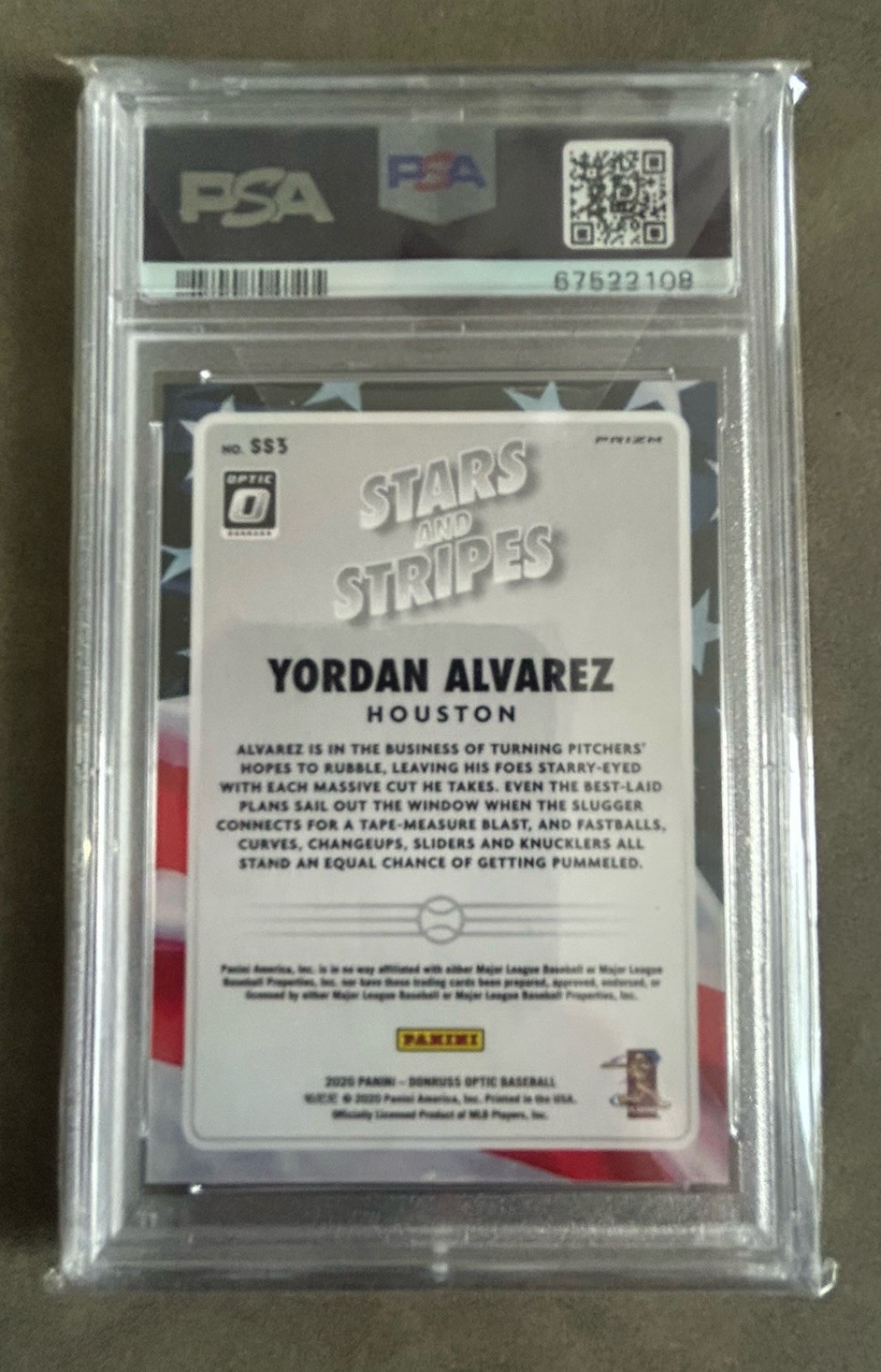 2020 Donruss Optic Yordan Alvarez Stars And Stripes RC PSA 9 🔥🔥🔥 view 2