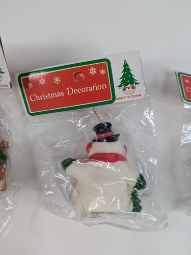 3 Vintage Rubber Plastic Snowman Christmas Ornaments Reindeer Tree - Picture 12 of 14
