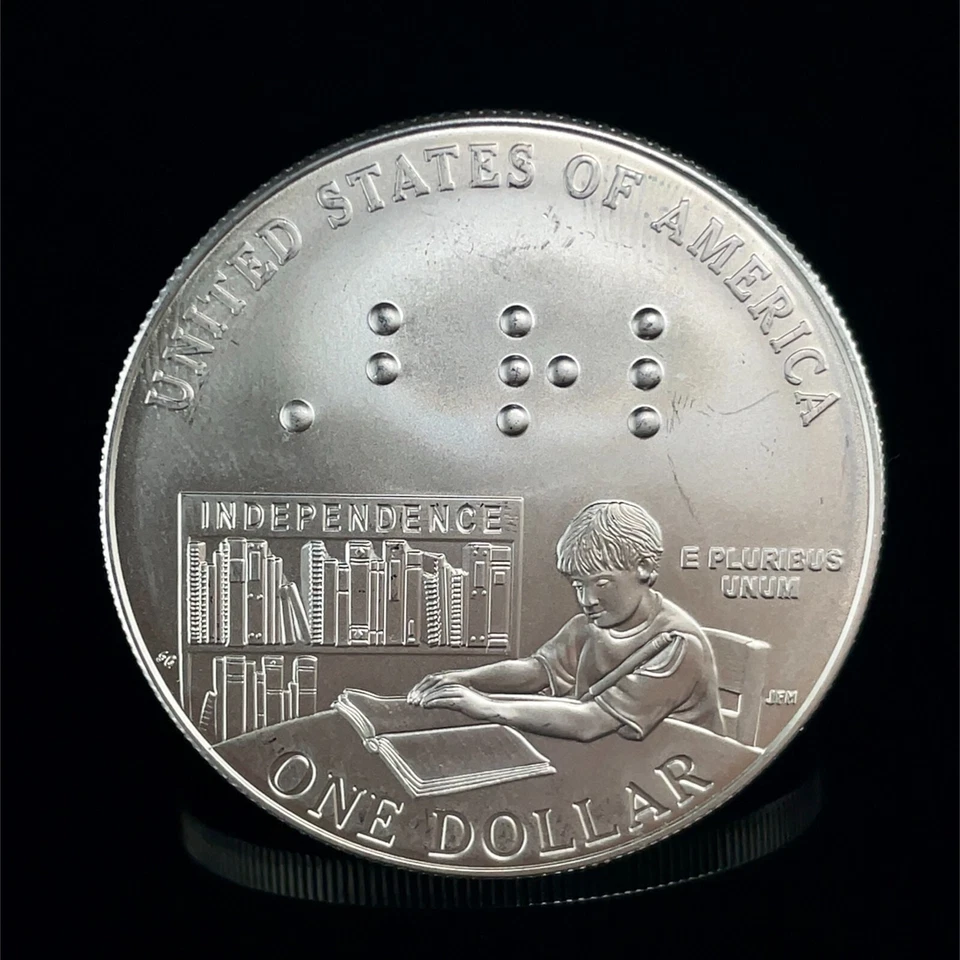 2009-P Louis Braille Bicentennial Silver Dollar Commemorative  BU/UNC - Image 2 of 4