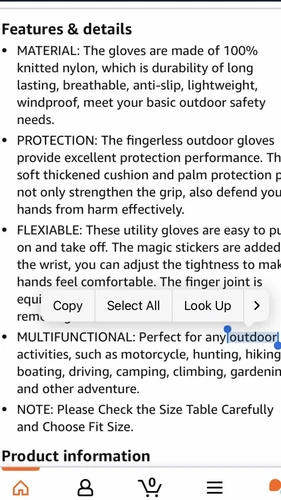 HYCOPROT Fingerless Tactical Gloves, Knuckle Protective Medium Black - New! image 6