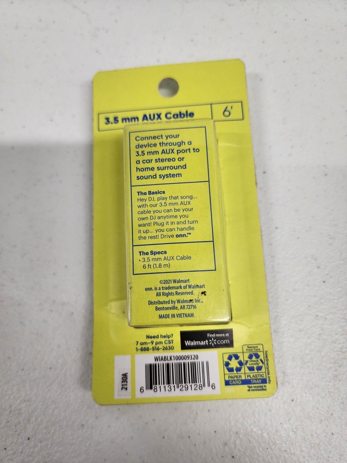 1 Drive Onn. 3.5 mm AUX Cable 6 ft New in Package