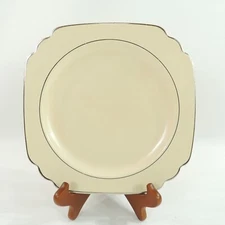 CENTURY w Platinum Verge & Band On Cream by Homer Laughlin Luncheon Plate 8 1/2"