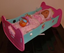 Baby Doll Cradle Crib Cot Bed with Doll & Accessories