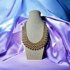 Vintage Natasha Signed Bib Necklace Brushed G...