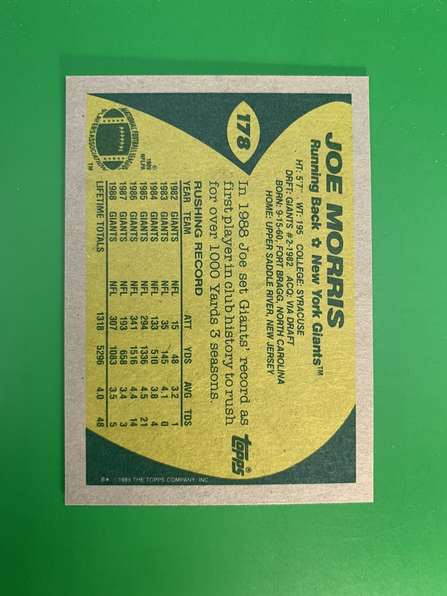 1989 Topps Joe Morris #178 New York Giants | eBay