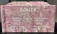 Pink Companion Cremation Urn For 2 Adults w/Photo Or Emblem Lettering
