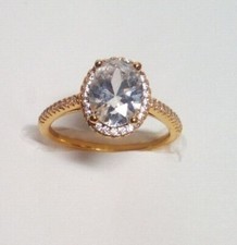 18K Gold Plated Sterling Silver Halo Ring Decorated with CZ