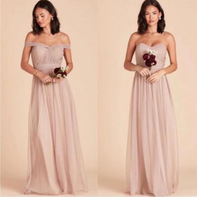 Birdy Grey Christina Convertible Tulle Maxi Dress Size XS Sandy Taupe Bridesmaid