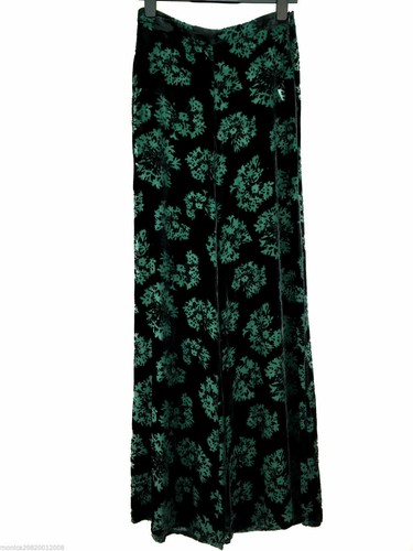 Zara Floral Silk Velvet Trousers Size M 