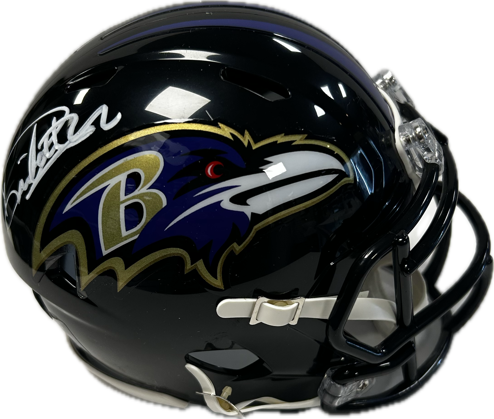 Derrick Henry Autographed Signed Baltimore Ravens Black Speed Mini Helmet Beckett COA ( 