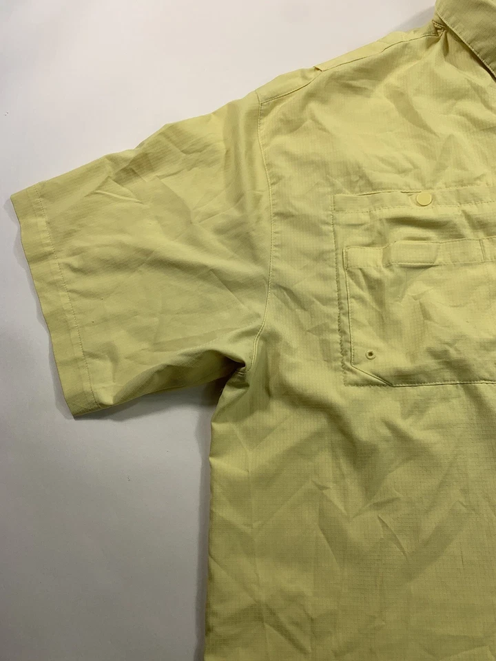 Columbia Shirt Mens XL Short Sleeve PFG Vented Outdoor Button Up Yellow - Image 4 of 4