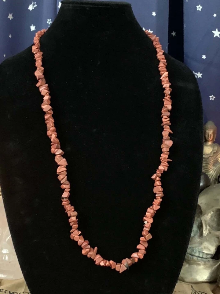 34" Continuous Strand of LiDiex Glassworks Goldstone Chip Necklace Voodoo Estate - Image 2 of 4