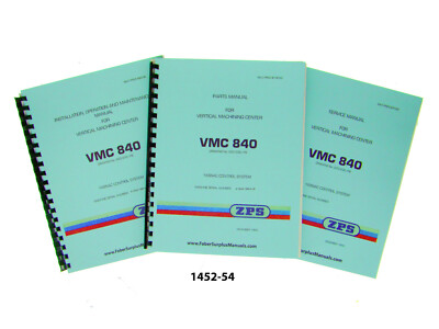 ZPS TAJMAC Vertical Machining Center VMC 840 Op-Serv-Maint-Part Manuals  1452-54