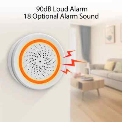 Zigbee Smart Siren Alarm for Home Security Strobe Alerts Support USB Cable Power