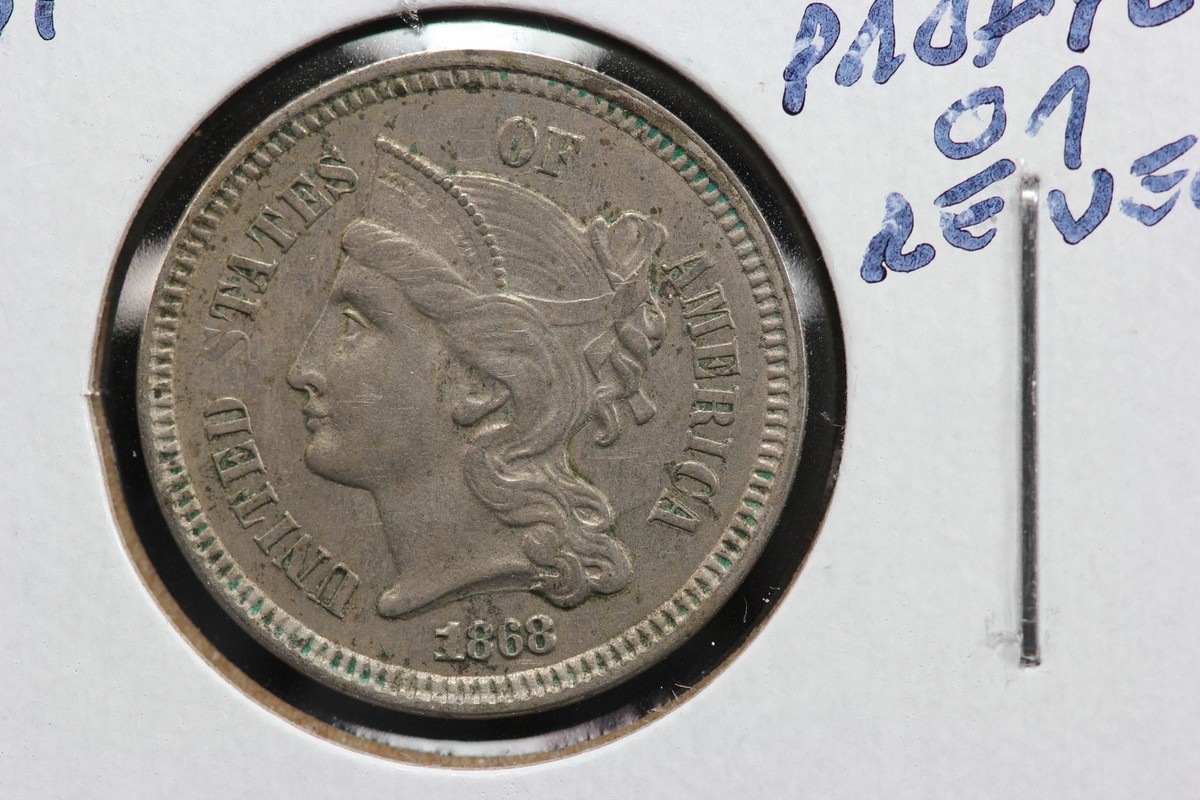 1868 3 Cent Nickel Clashed Dies Error 2VTZ | eBay