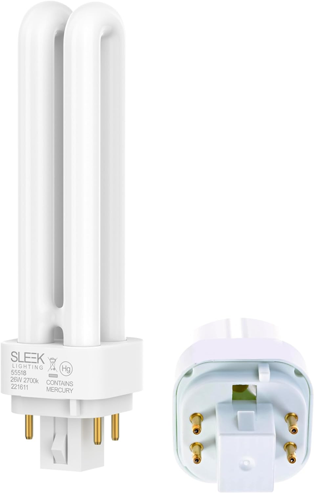 26W T4 Double Tube CFL 4 Pin G24Q 3 Base Light Bulb 2700K 1500Lm UL 26w-t4-double-tube-cfl-4-pin-g24q-3-base-light-bulb-2700k-1500lm-ul