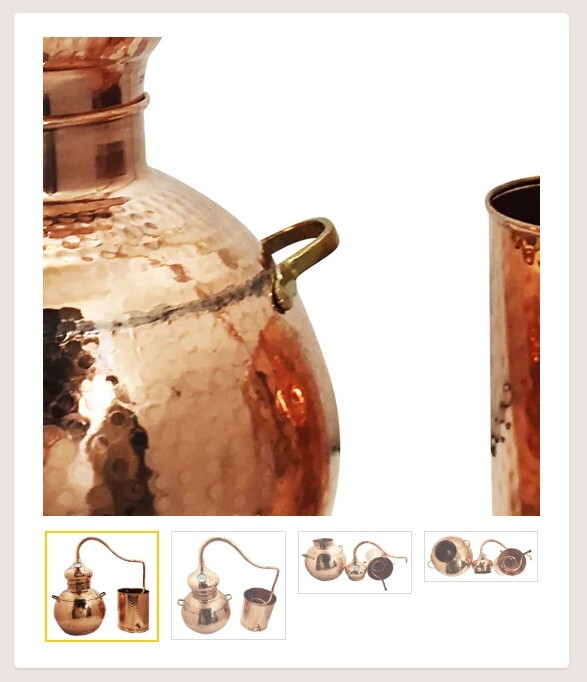 used copper whiskey still round 7.5 gal swans neck Doubler