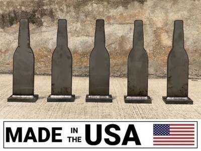 [SR] Knock-over Shooting Range Rifle Targets 3/8'' Steel Beer Bottles Set of 5