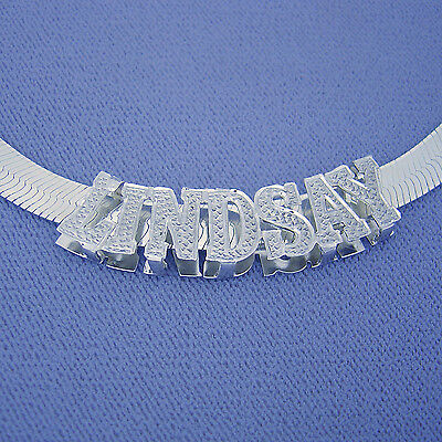 Silver 3D Personalized Name Herringbone Necklace SD17