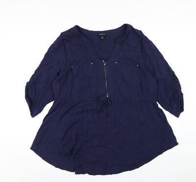 Torrid Damen blau Viskose Basic T-Shirt Größe 10 V-Ausschnitt