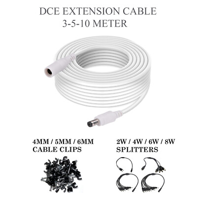 Strom Verlängerungskabel für 12V DC 3m 5m 10m CCTV LED & Adapter 2,1mm*5,5mm Klinke