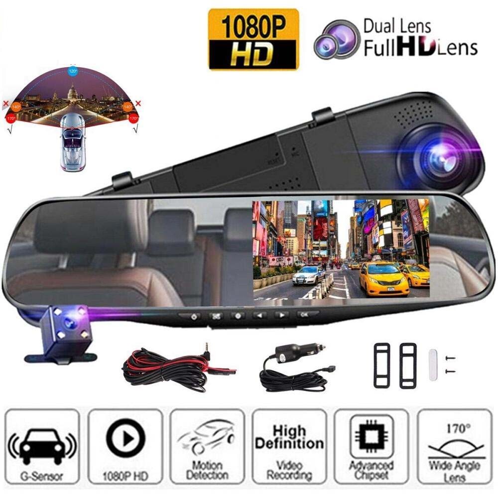 1080p Dual Lens Dash Cam with G-sensor for Front Rear Inside Recording-image