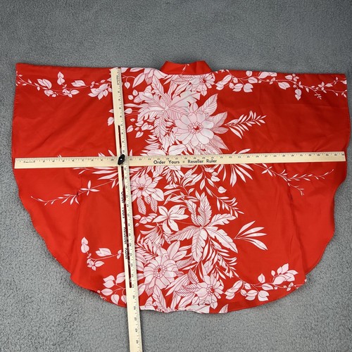 Vintage Sand Pebble of Hawaii Womens Large Red Floral Caftan Blouse Aloha Boho - Picture 12 of 12