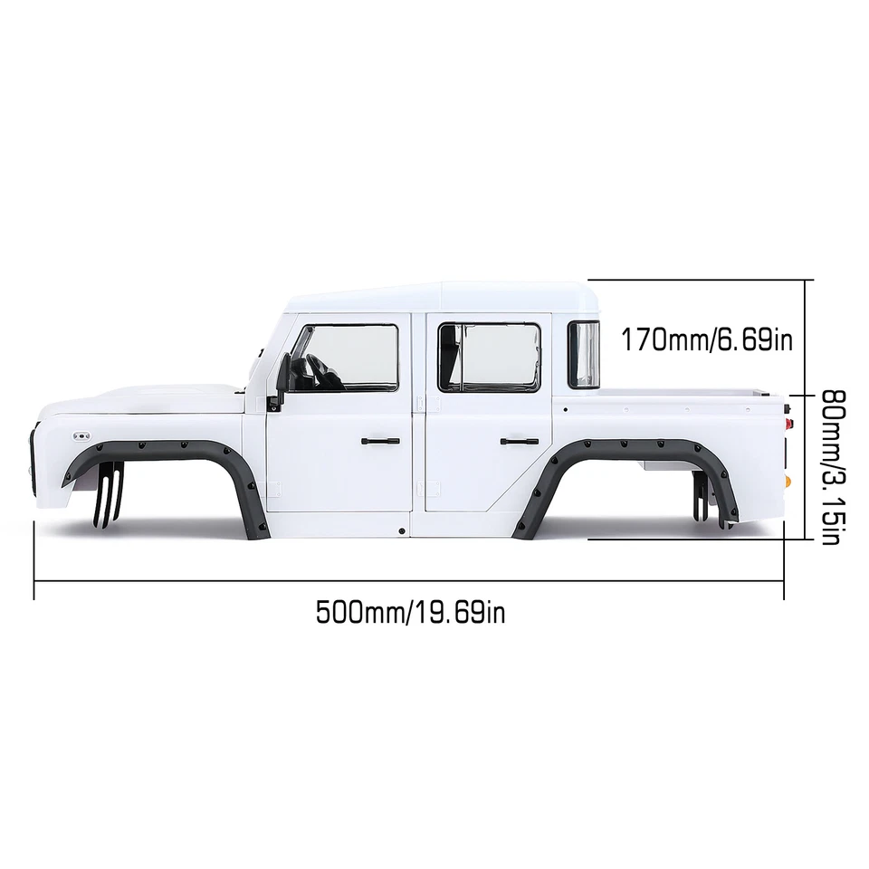 313mm Wheelbase Defender Body Shell for 1/10 RC Crawler Axial SCX10 90046 TRX-4 - Image 4 of 4