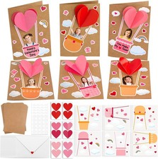 3D Heart Hot Air Balloon 24 Pack DIY Valentine Card Kit