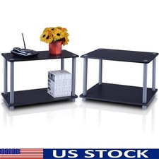 2-Tier Storage Shelf Modern Design Living Room Furniture Easy Assembly 2-Pack US