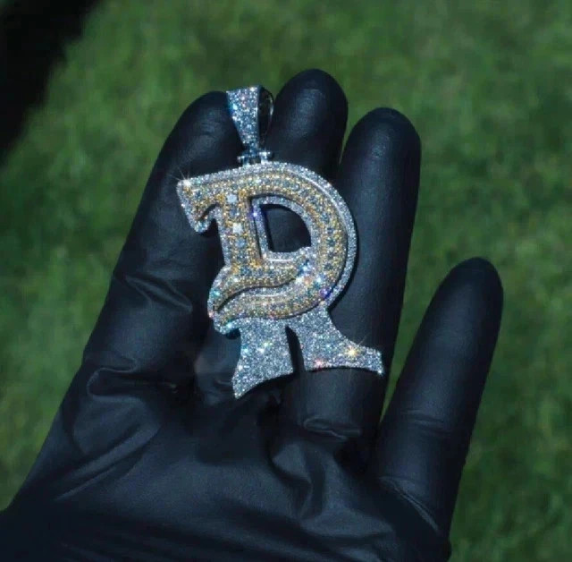 3Ct Moissanite Round Cut Custom Initial Letter 