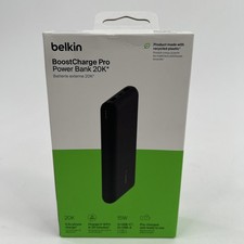 belkin BoostCharge Pro Power Bank 20K Portable Battery Charger - Black - NEW
